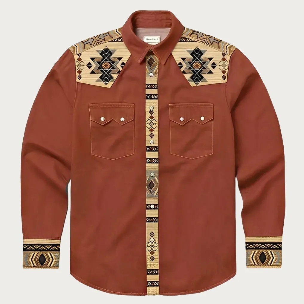 The Canyon Peak – Southwestern Patterned Yoke Western Shirt - Four colors