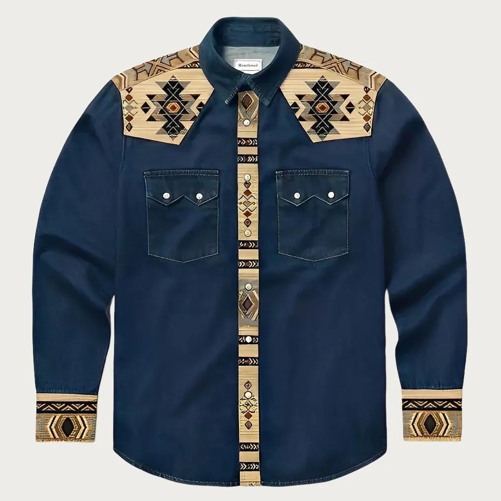 The Canyon Peak – Southwestern Patterned Yoke Western Shirt - Four colors
