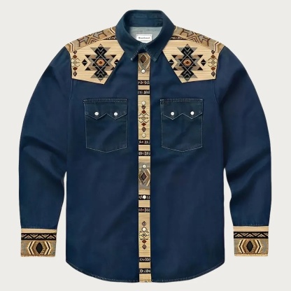 The Canyon Peak – Southwestern Patterned Yoke Western Shirt - Four colors