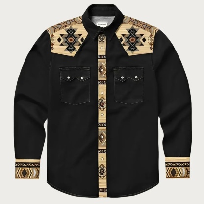 The Canyon Peak – Southwestern Patterned Yoke Western Shirt - Four colors