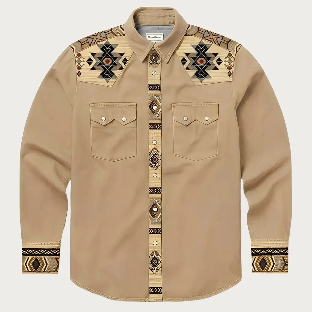 The Canyon Peak – Southwestern Patterned Yoke Western Shirt - Four colors