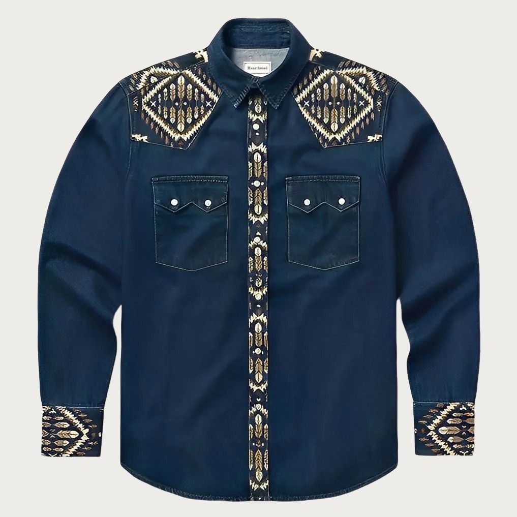 The Mesa Ridge – Southwestern Geometric Yoke Western Shirt - Four colors