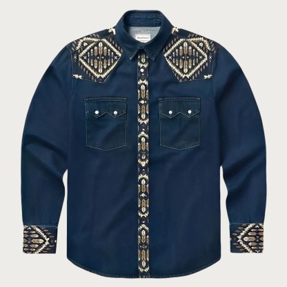 The Mesa Ridge – Southwestern Geometric Yoke Western Shirt - Four colors