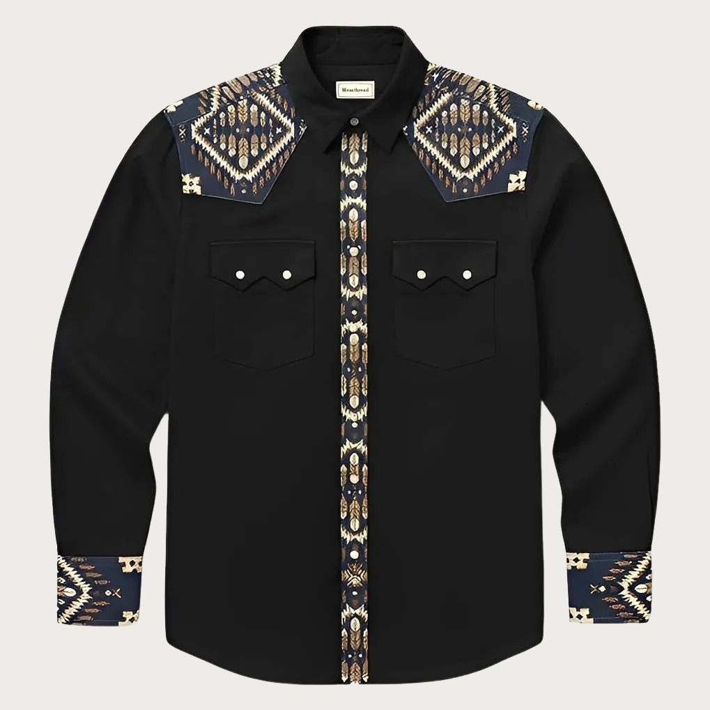 The Mesa Ridge – Southwestern Geometric Yoke Western Shirt - Four colors