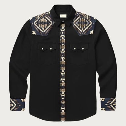 The Mesa Ridge – Southwestern Geometric Yoke Western Shirt - Four colors