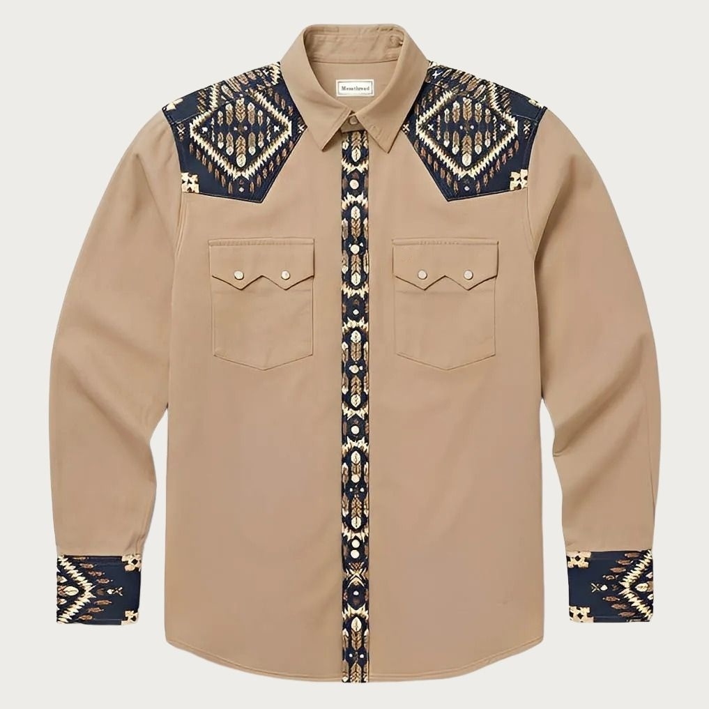 The Mesa Ridge – Southwestern Geometric Yoke Western Shirt - Four colors
