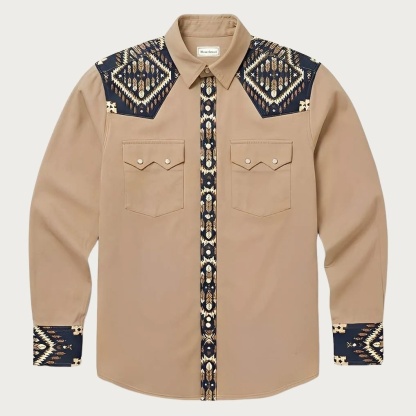 The Mesa Ridge – Southwestern Geometric Yoke Western Shirt - Four colors