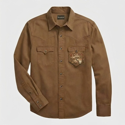 The Southwest Nomad | Letters & Western Elements Cotton Western Shirt