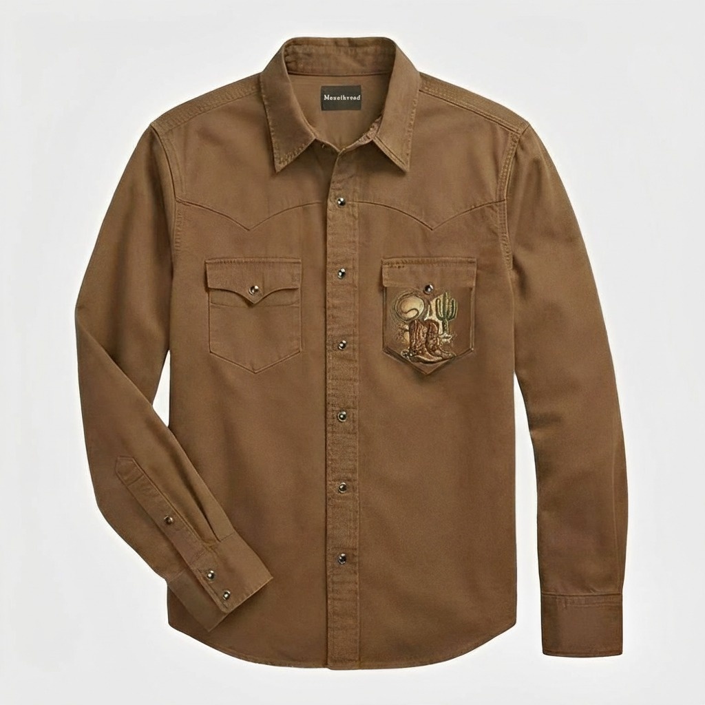 The Southwest Nomad | Letters & Western Elements Cotton Western Shirt
