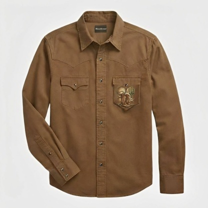 The Southwest Nomad | Letters & Western Elements Cotton Western Shirt