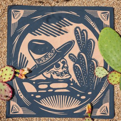 Hand-Illustrated Desert Skull & Coyote Bandana