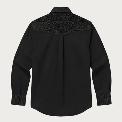 Aztec Totem Geometric Cotton Western Shirt - 4 Prints - Black