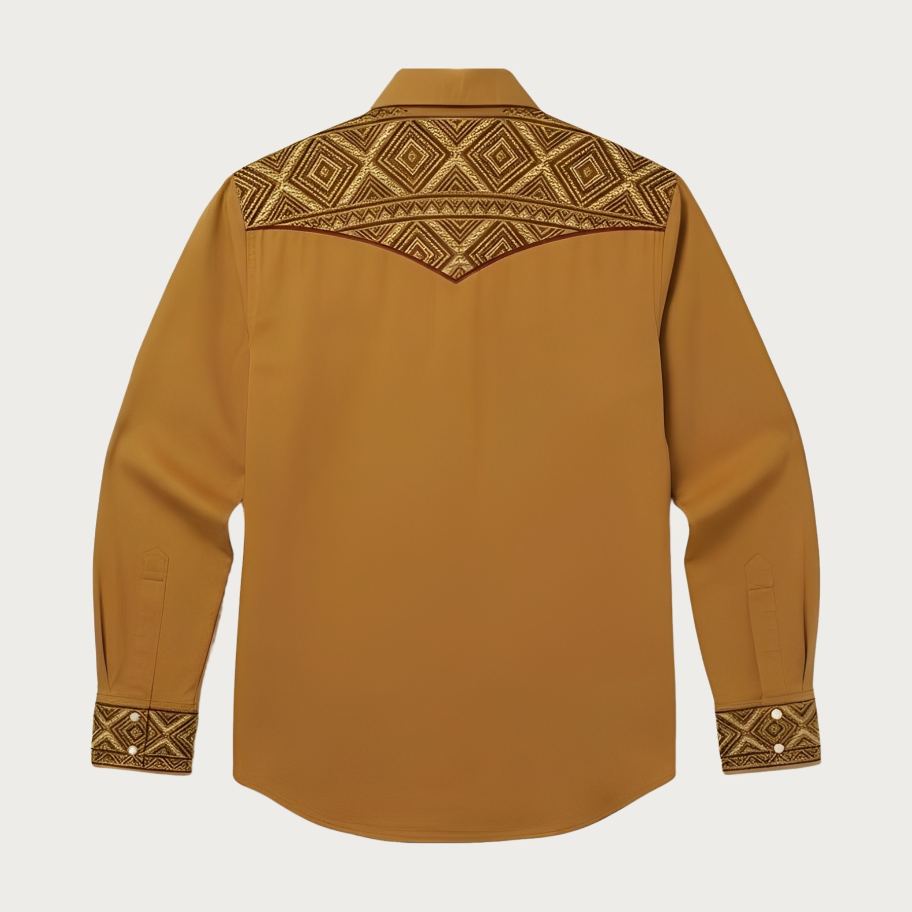 Aztec Totem Geometric Cotton Western Shirt - 4 Prints - Earth Yellow