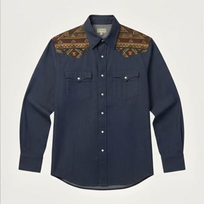 Icarus Print Snap Shirt - Original Indigo - Four Prints