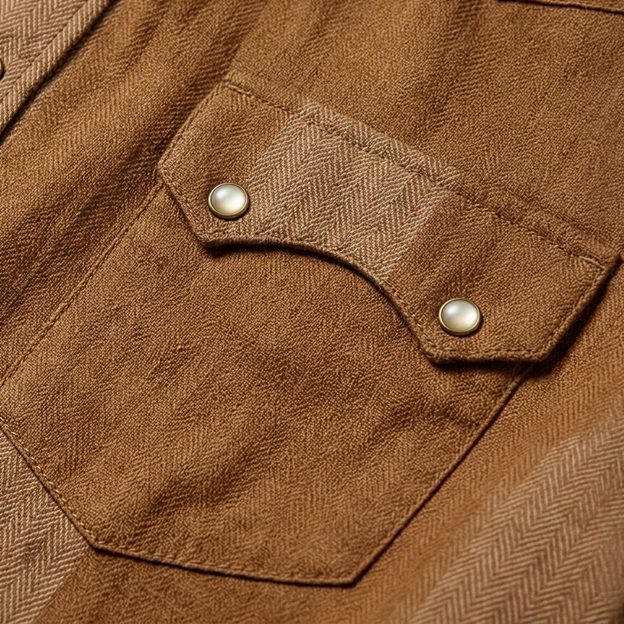 Men’s Western Stripe Premium Cotton Shirt – Tobacco & Herringbone