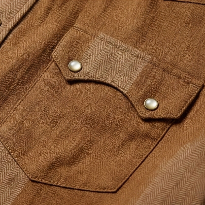 Men’s Western Stripe Premium Cotton Shirt – Tobacco & Herringbone