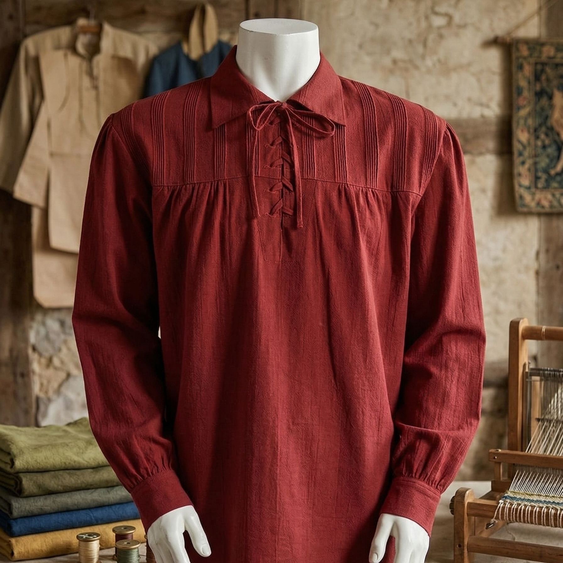 The Crimson Troubadour - Heritage Lace-Up Smock