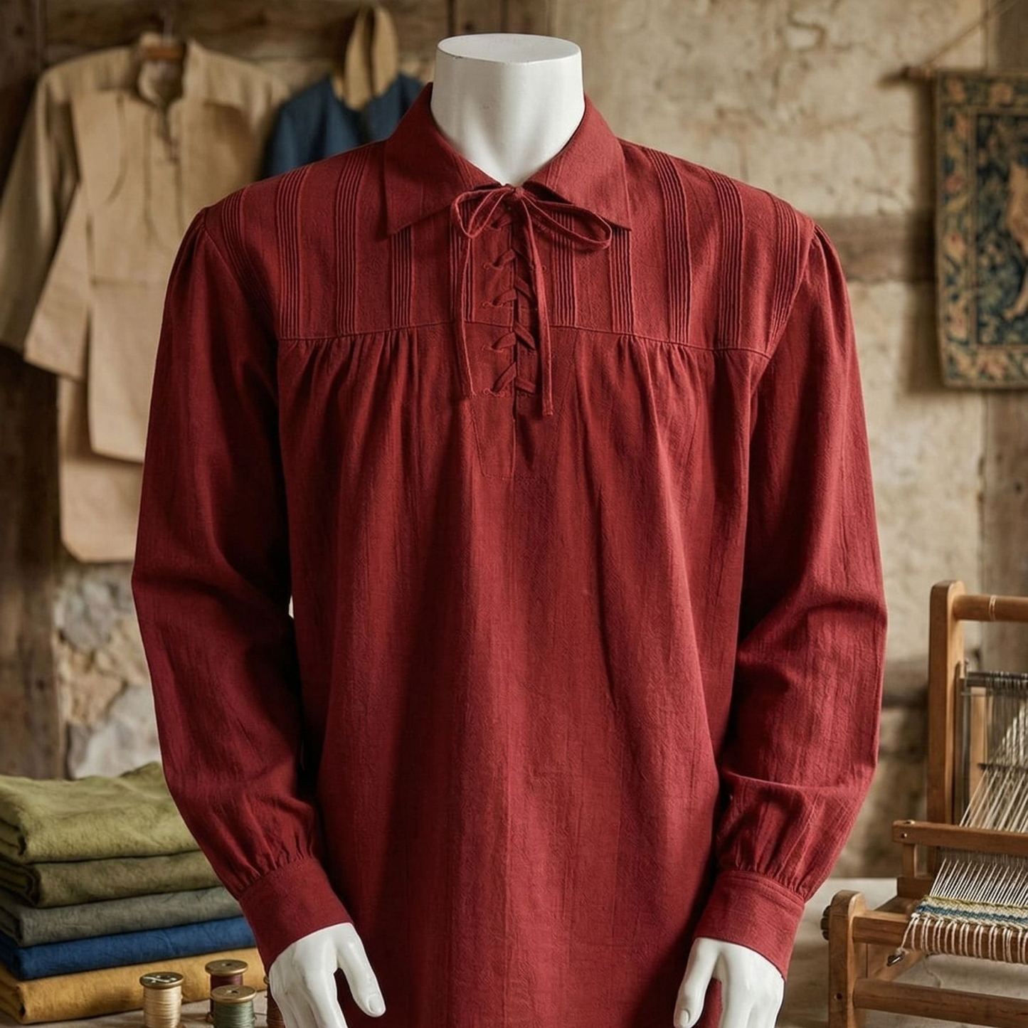 The Crimson Troubadour - Heritage Lace-Up Smock