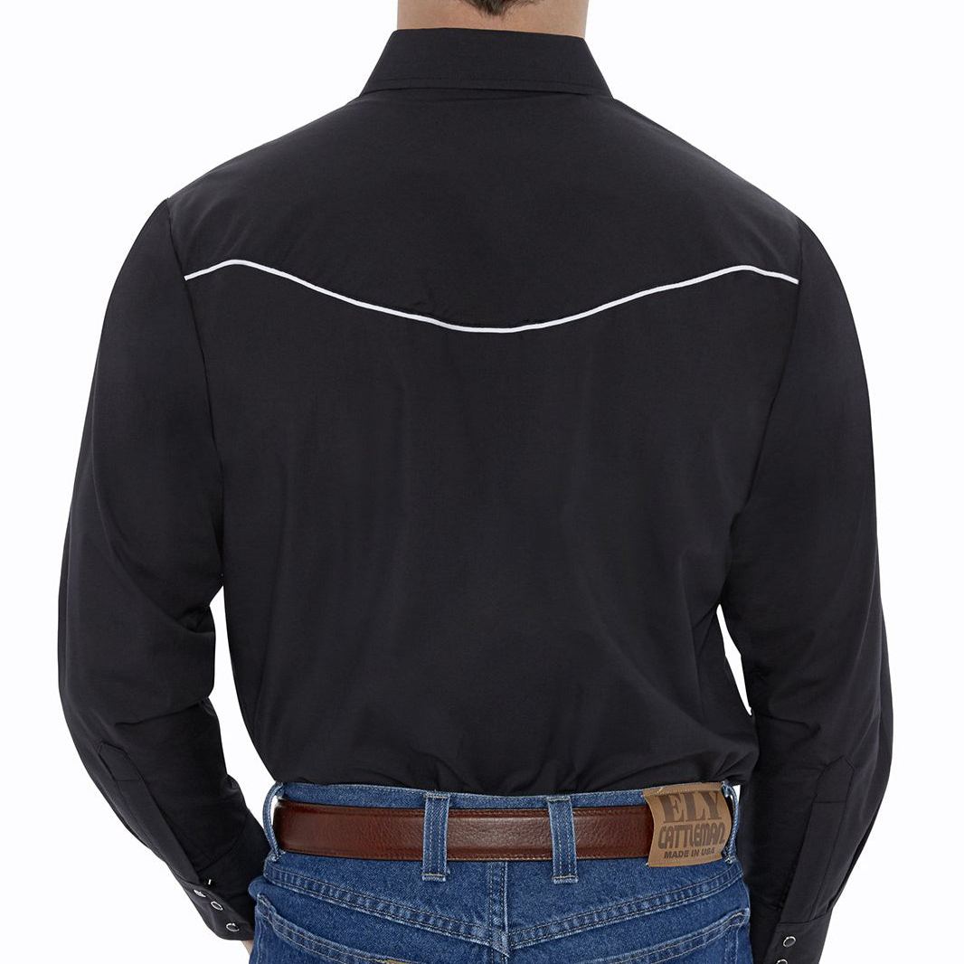 Men's  Cattleman Long Sleeve Western Snap Shirt with Eagle Embroidery-MesaThread