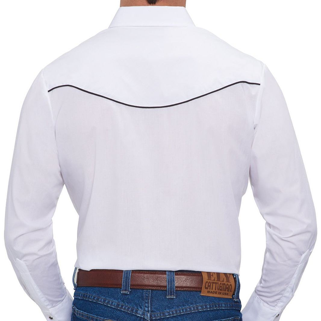 Men's  Cattleman Long Sleeve Western Snap Shirt with Eagle Embroidery-MesaThread