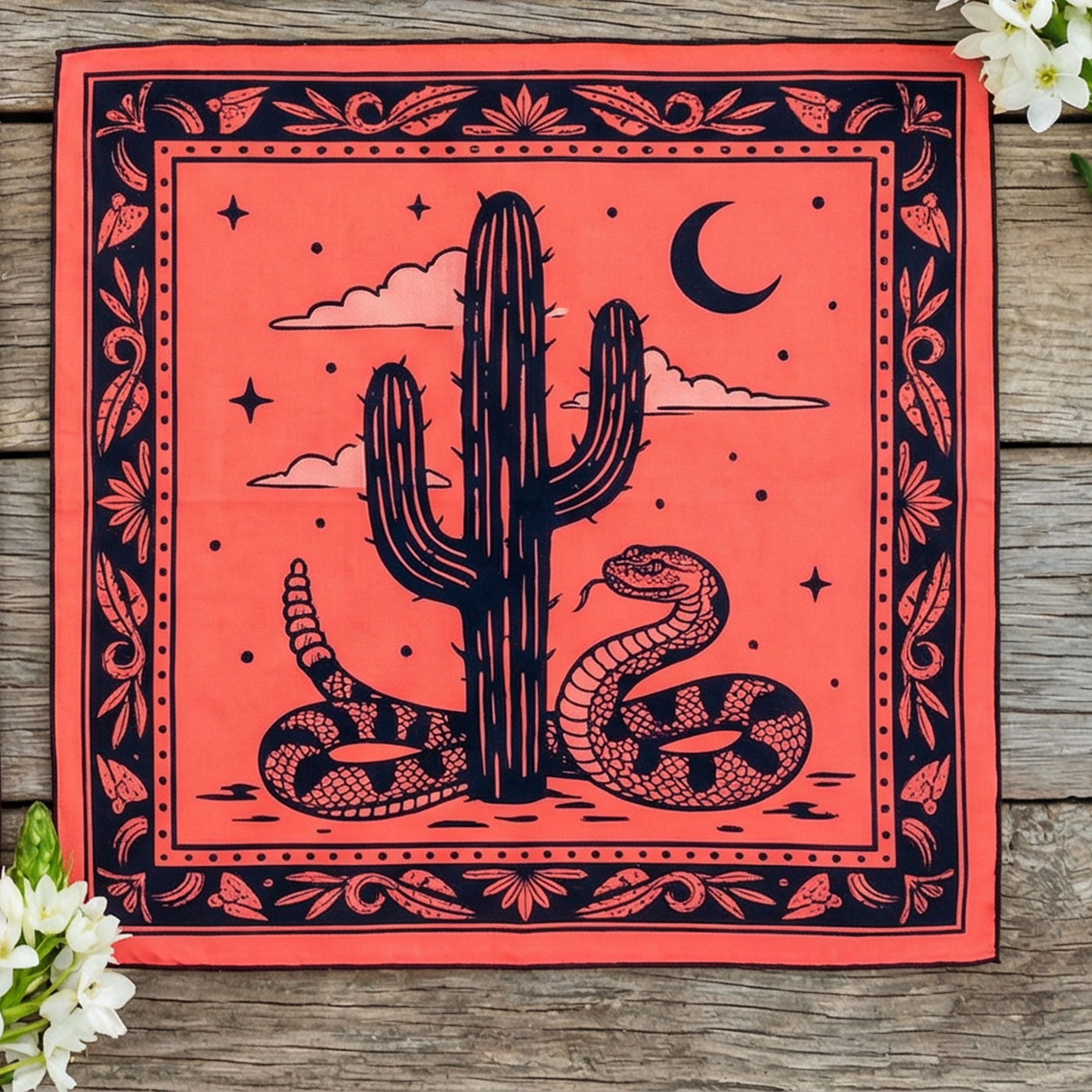The "Rattle & Hiss" Series Bandana，Coral 