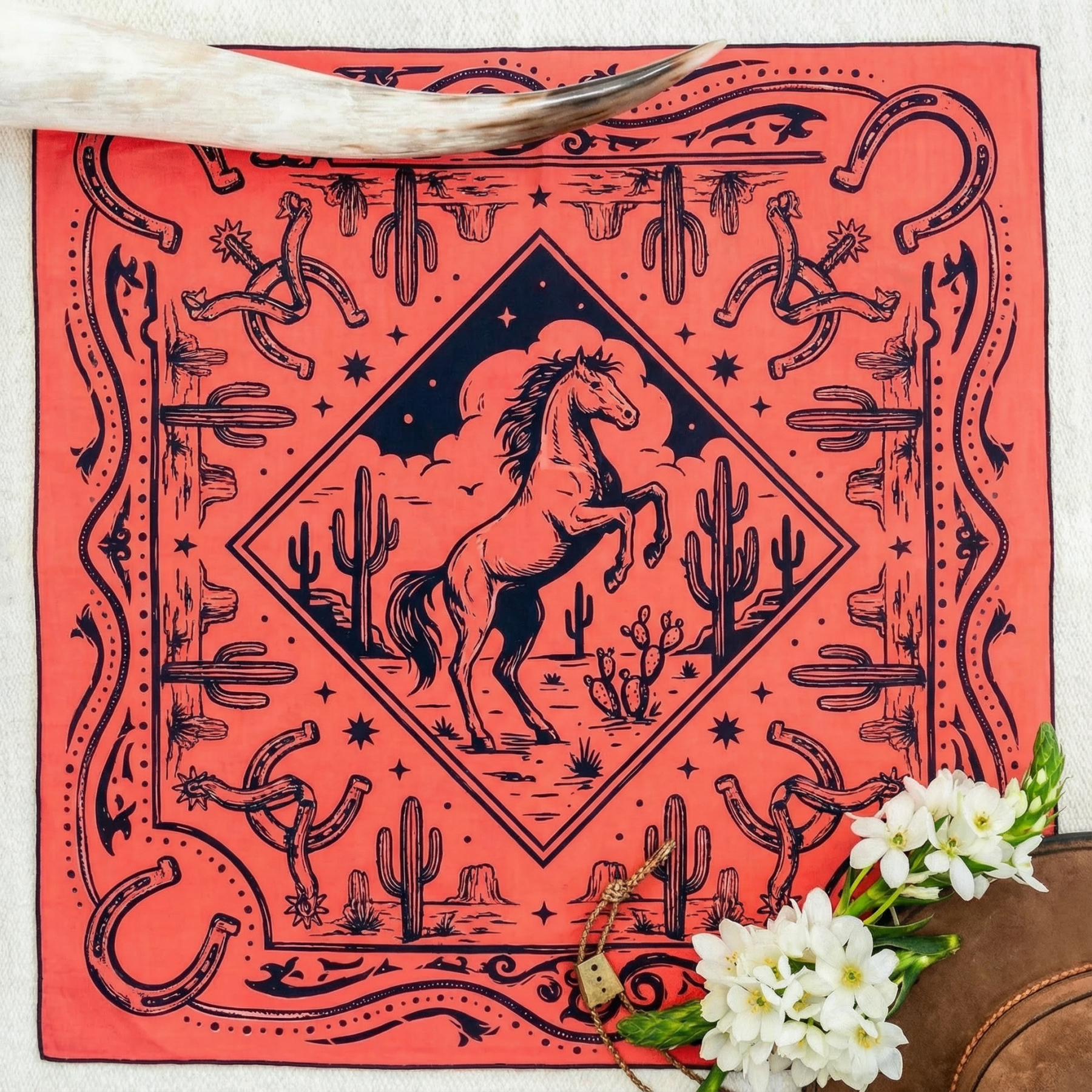 The "Rattle & Hiss" Series Bandana，Coral 