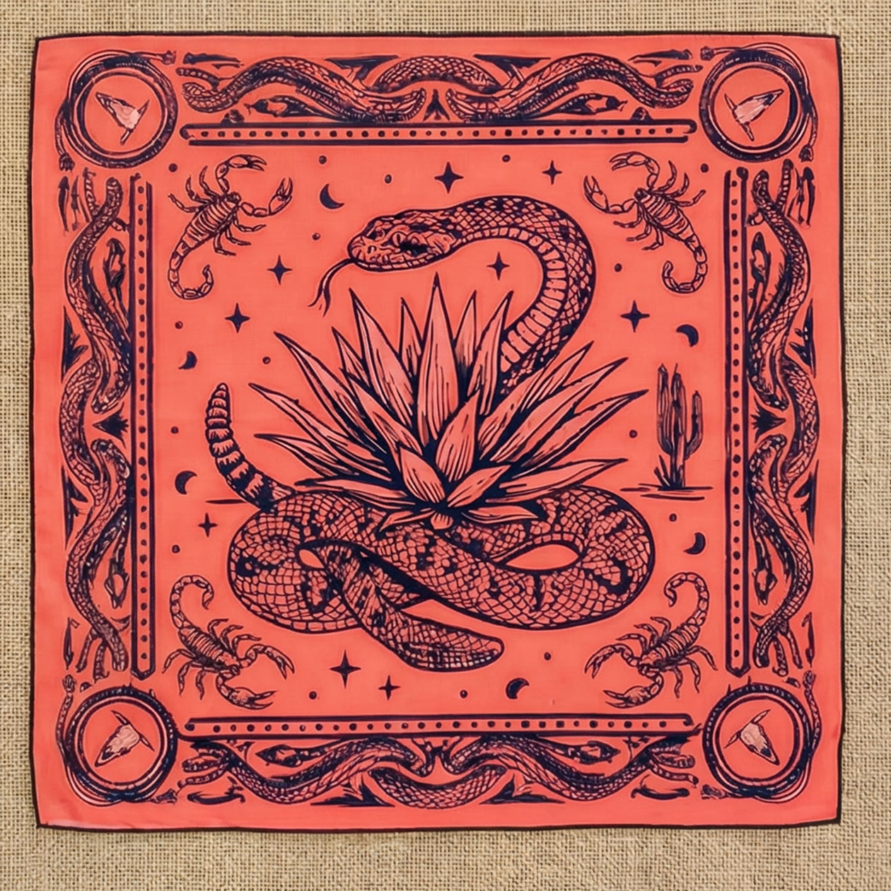 The "Rattle & Hiss" Series Bandana，Coral 