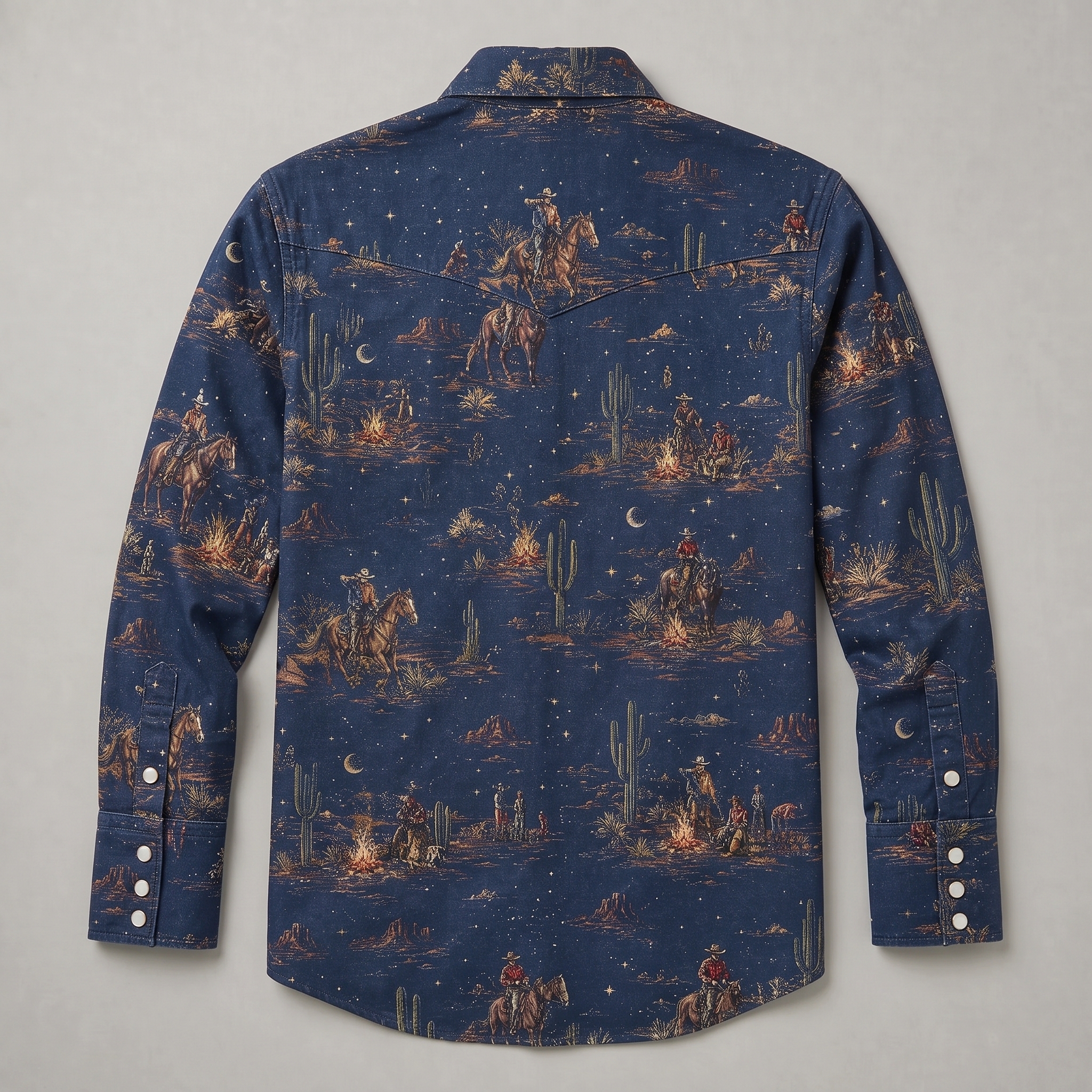 The Midnight Campfire | Vintage Illustrated Rodeo Western Shirt