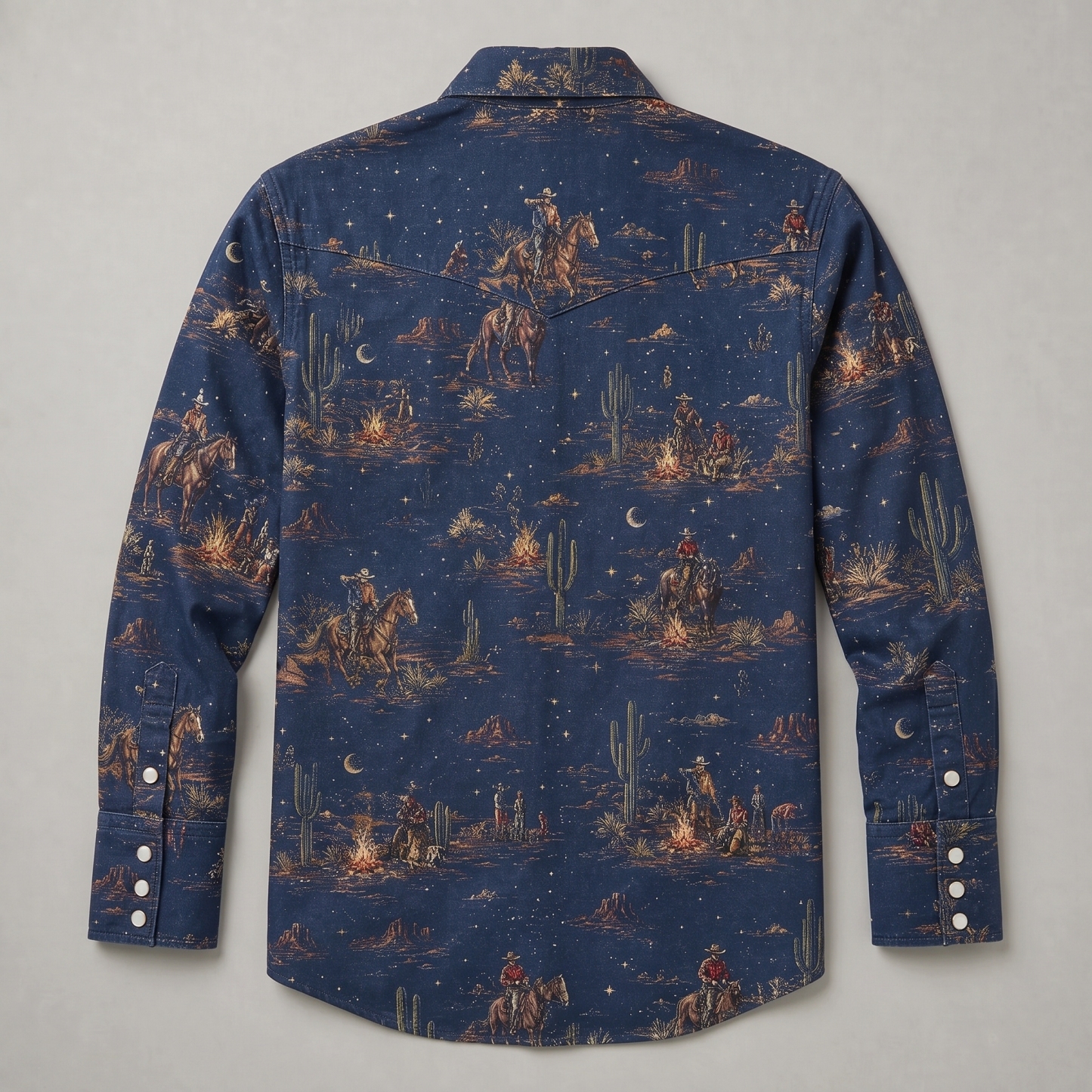 The Midnight Campfire | Vintage Illustrated Rodeo Western Shirt