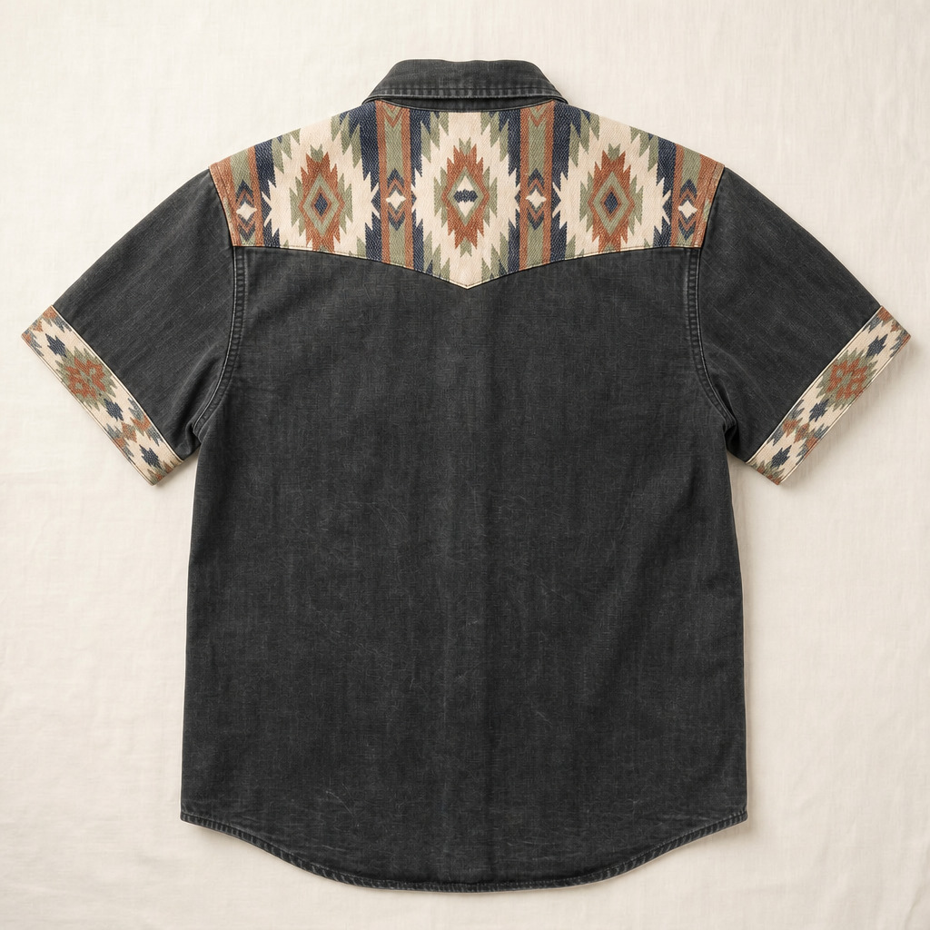 the-badlands-beacon-contrast-panel-southwestern-faded-western-short-sleeve-shirt-back-view