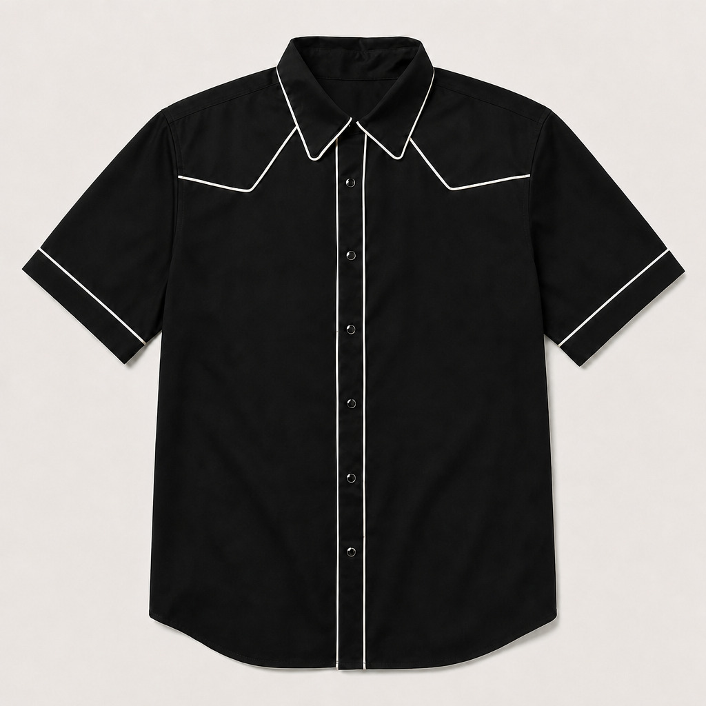 the-obsidian-blade-black-contrast-piping-western-short-sleeve-shirt-front-view