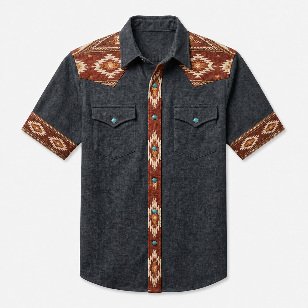 the-canyon-beacon-contrast-panel-southwestern-western-short-sleeve-shirt-front-view
