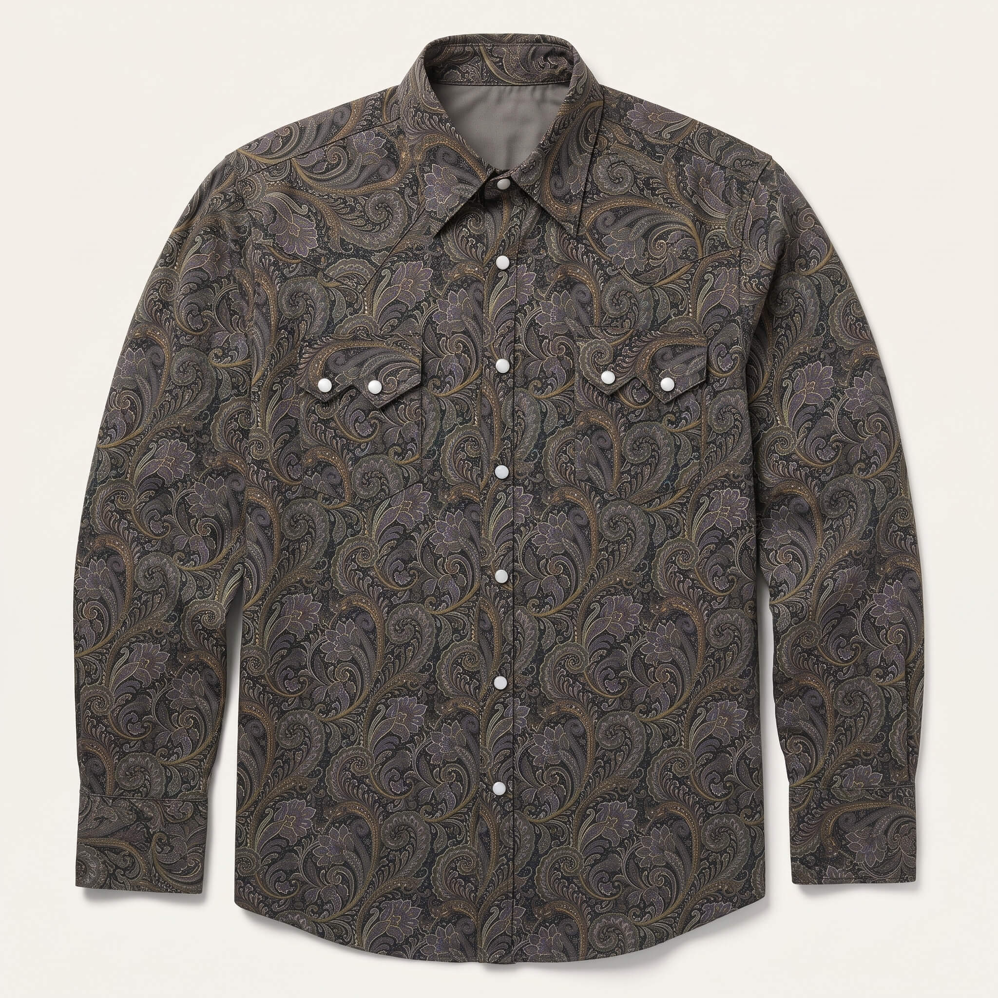The Russet Renaissance | Earth-Tone Paisley Western Shirt