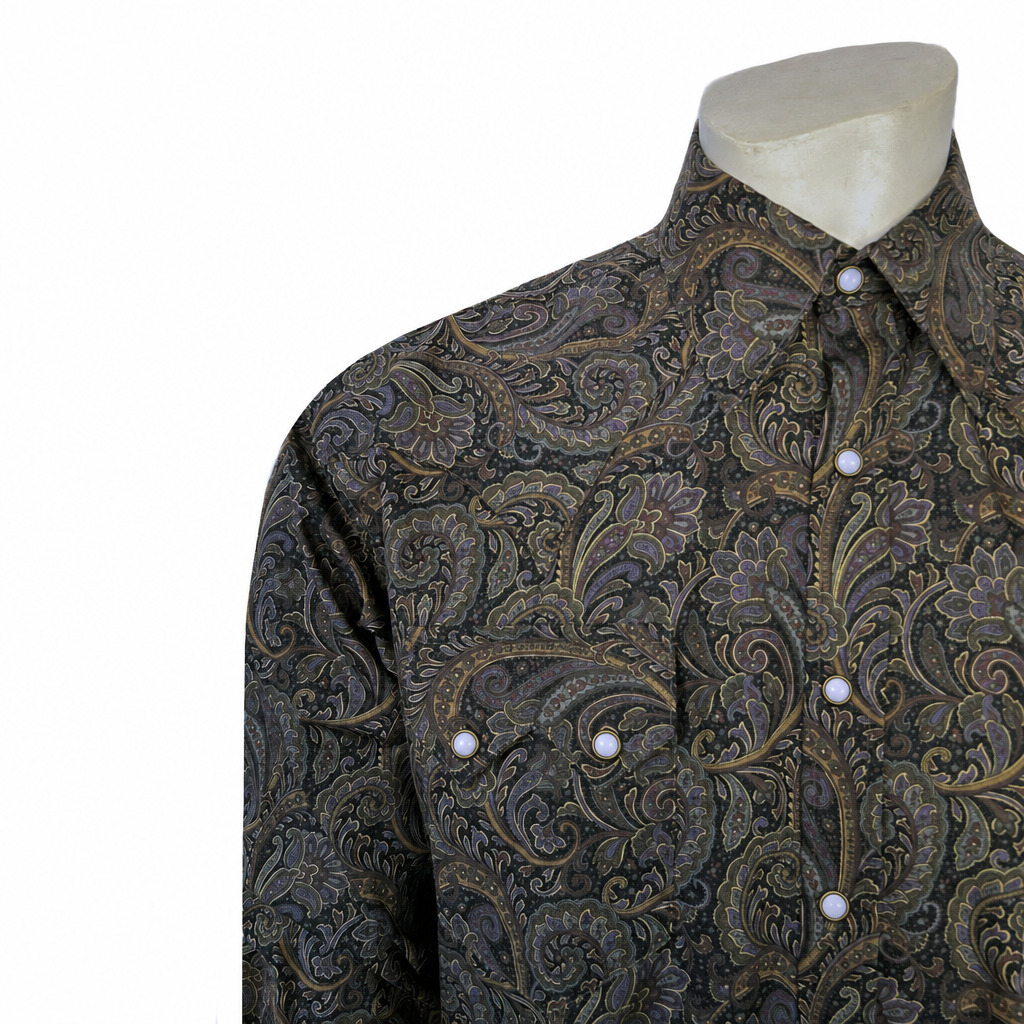 The Russet Renaissance | Earth-Tone Paisley Western Shirt