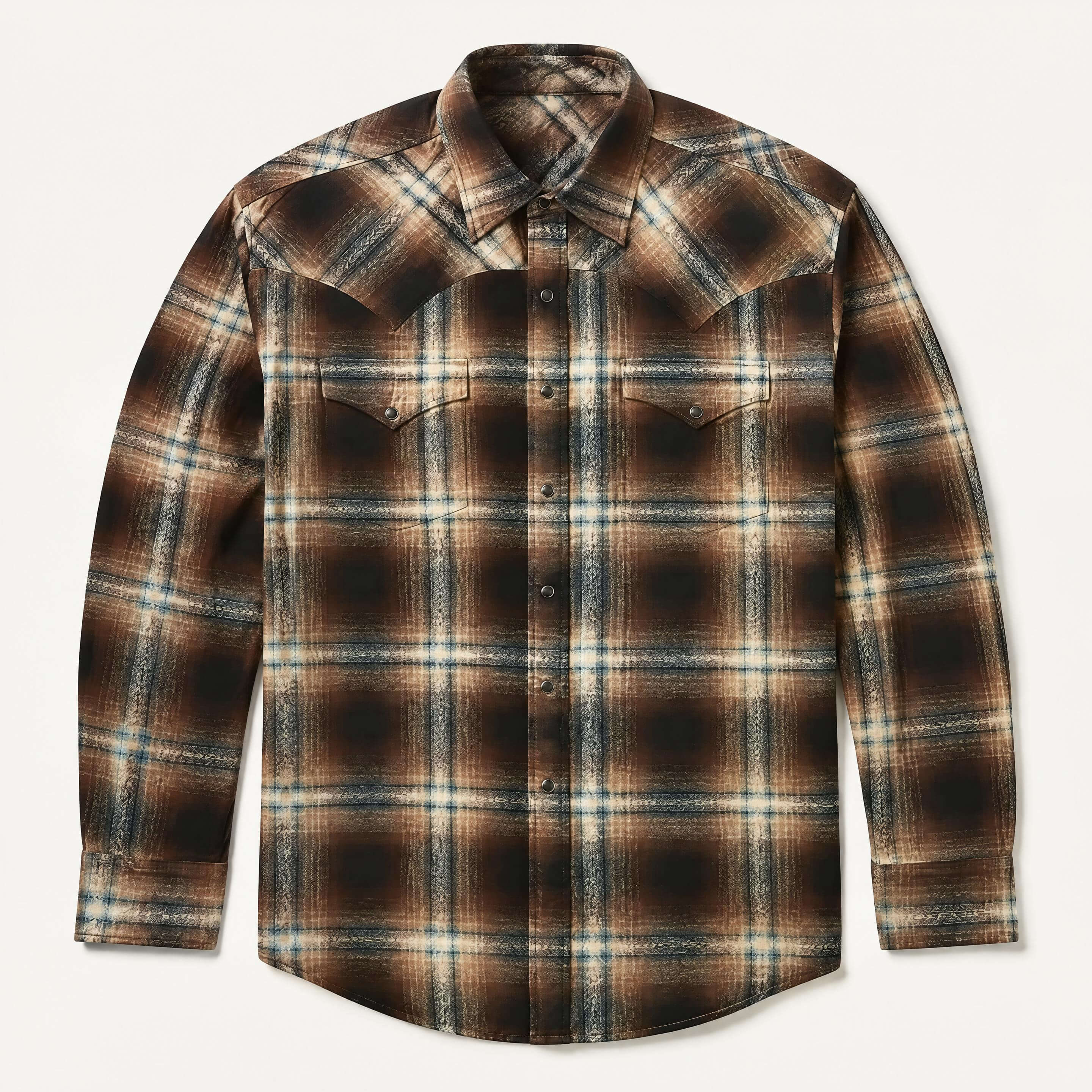 The Ember Shadow | Ombre Plaid Brushed Heritage Western Shirt
