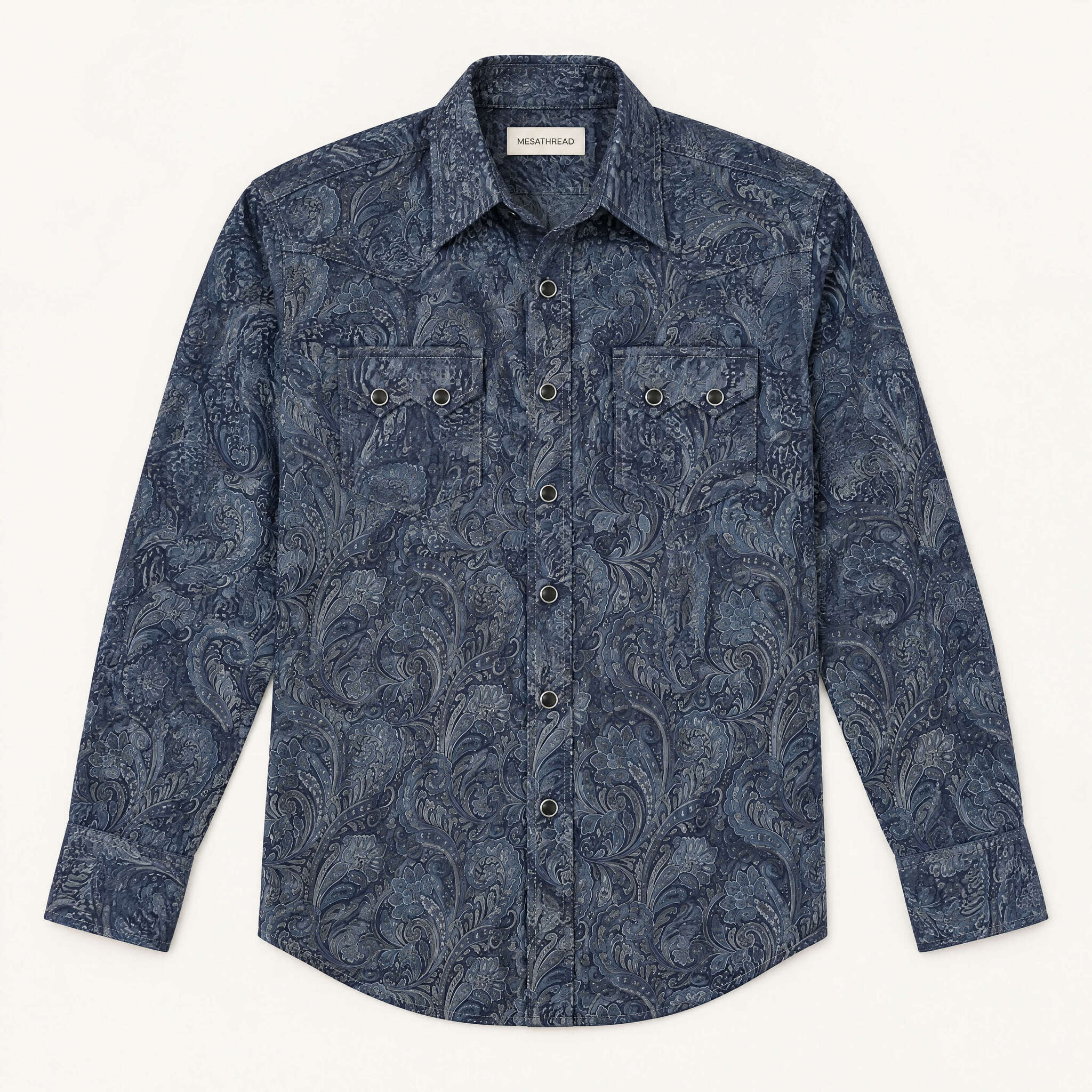 The Indigo Illusion | Tonal Paisley Western Shirt