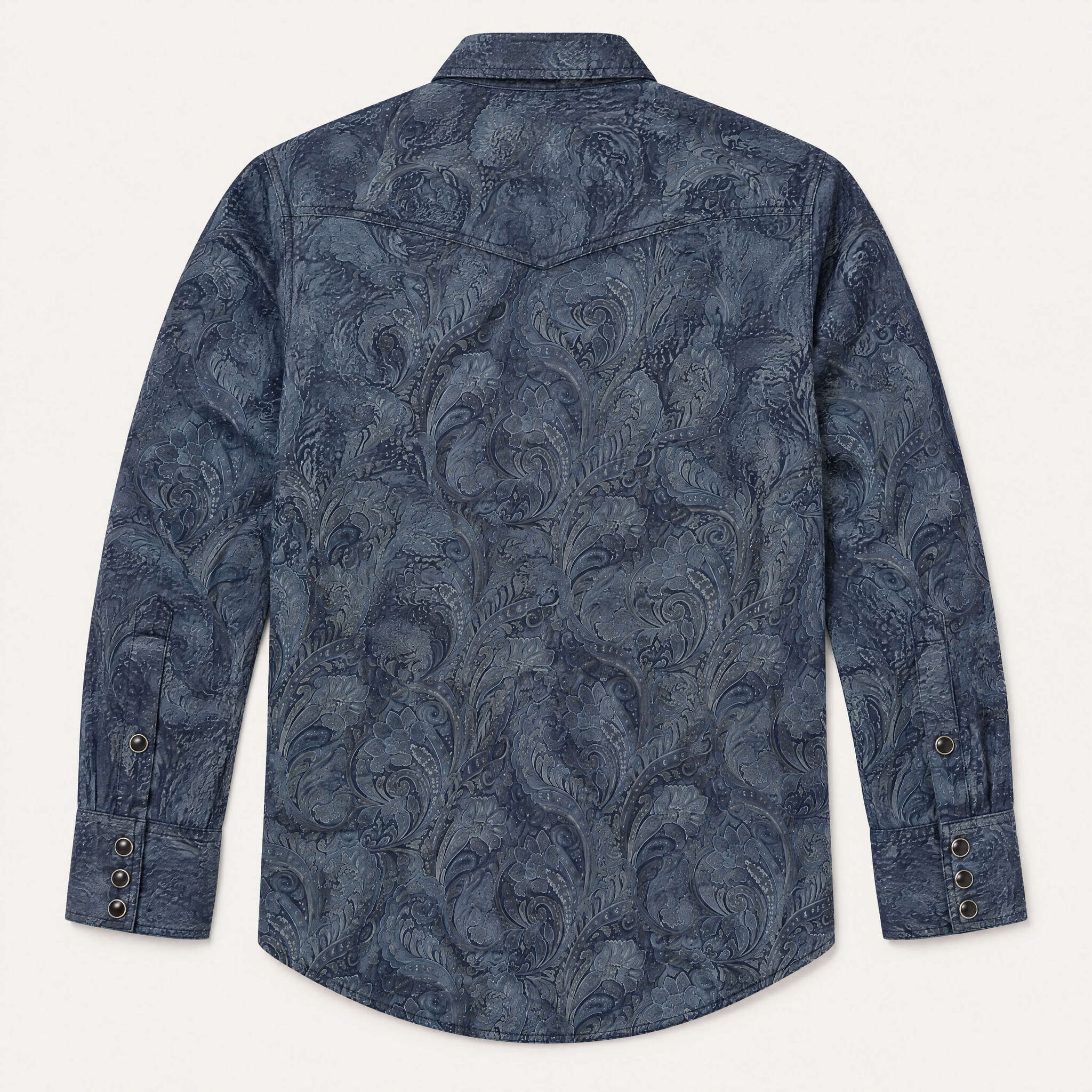The Indigo Illusion | Tonal Paisley Western Shirt