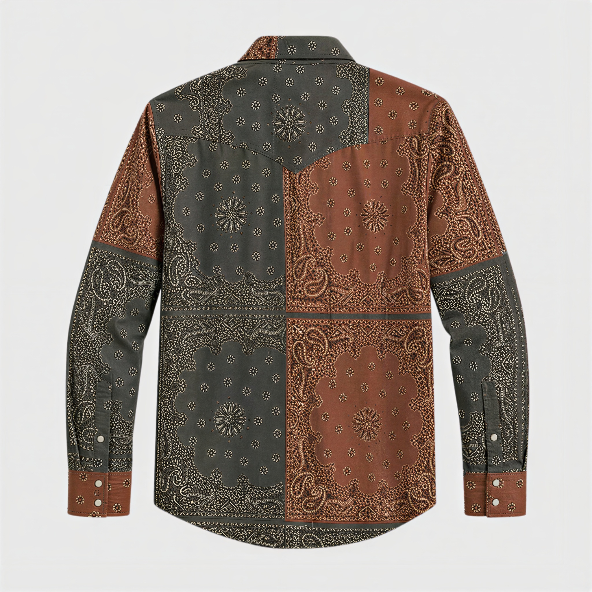 The Dust Bowl Patchwork — Iron Rust & Charcoal Bandana