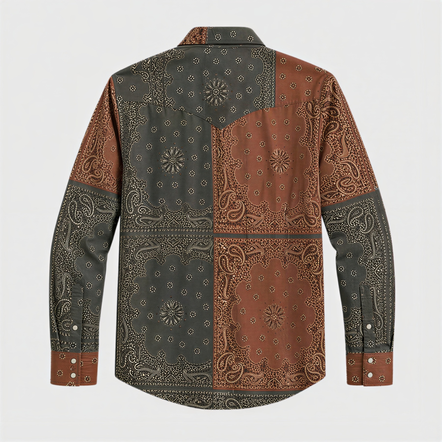 The Dust Bowl Patchwork — Iron Rust & Charcoal Bandana