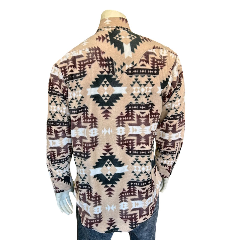 Native Pattern Fleece Western Shirt Brown & Tan-MesaThread