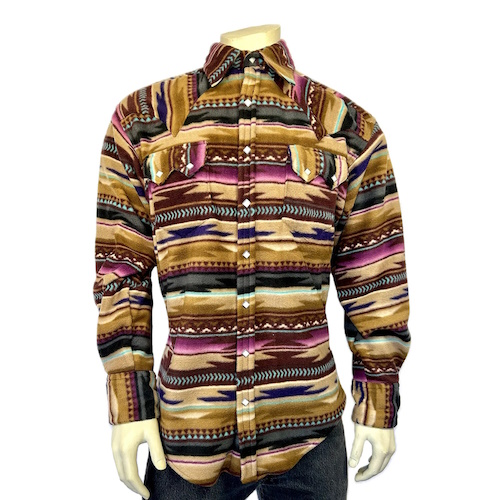 Chamois Pattern Fleece Western Shirt Plum-MesaThread