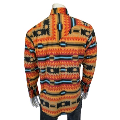 Native Pattern Fleece Western Shirt Red & Black-MesaThread