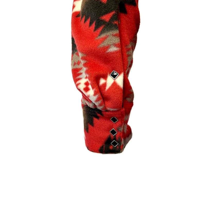 Native Pattern Fleece Western Shirt Red & Grey-MesaThread