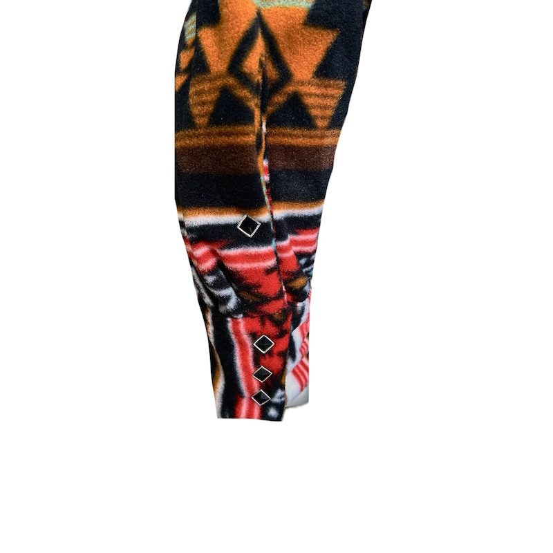 Native Pattern Fleece Western Shirt Red & Black-MesaThread