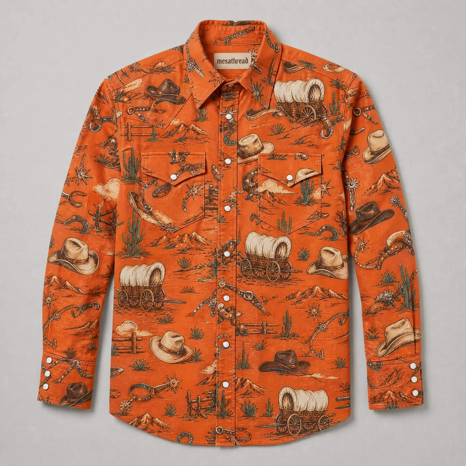 The Amber Wagon | Vintage Illustrated Rodeo Western Shirt