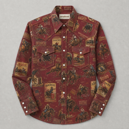 The Champion Crimson | Vintage Poster Rodeo Western Shirt