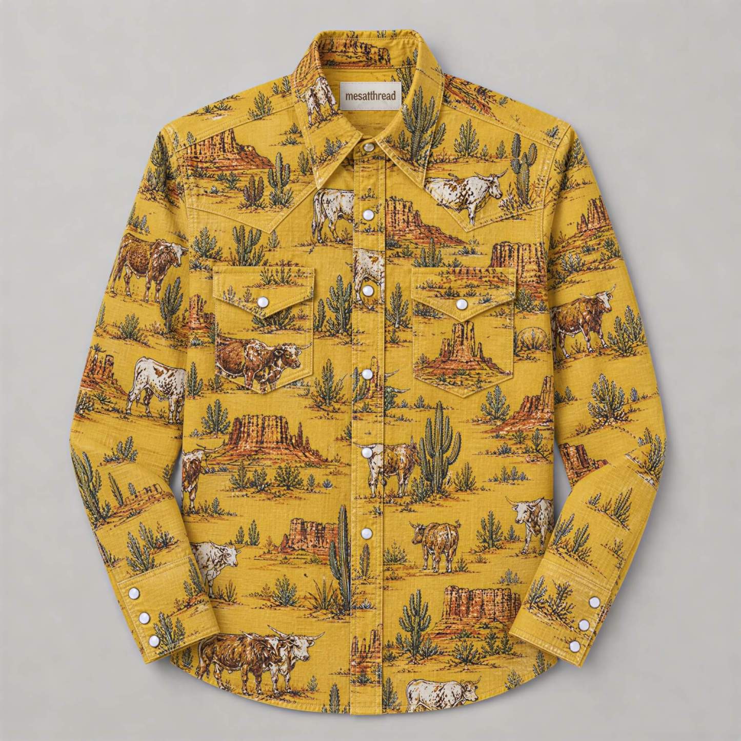 The Golden Longhorn | Vintage Illustrated Rodeo Western Shirt