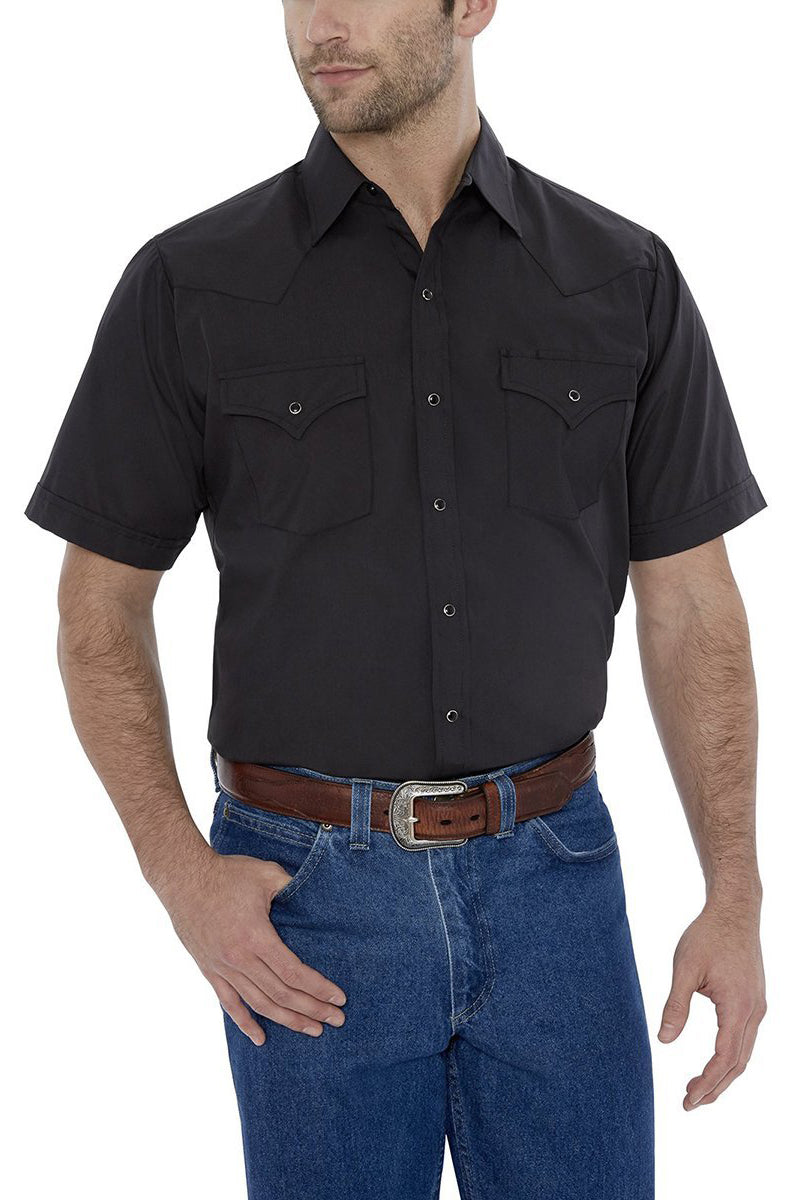 Men's  Cattleman Short Sleeve Solid Western Snap Shirt-MesaThread