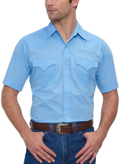 Men's  Cattleman Short Sleeve Solid Western Snap Shirt-MesaThread