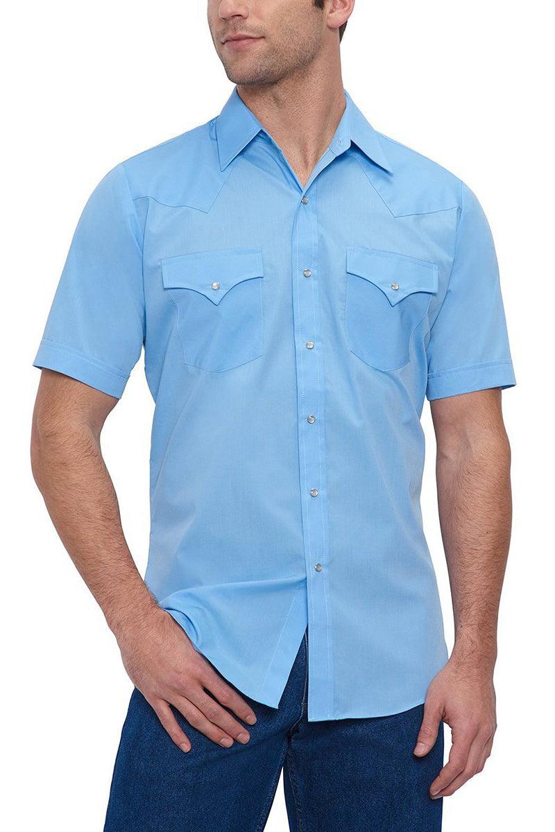 Men's  Cattleman Short Sleeve Solid Western Snap Shirt-MesaThread